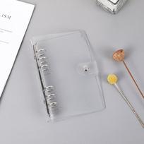 1PC Travel Ledger Seal Punch Card Notebook Transparent Loose-Leaf PVC Shell Ledger A6 white