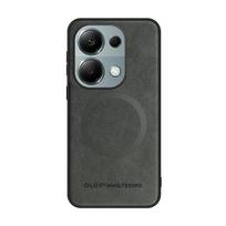 Magnetinis dėklas Xiaomi Redmi Note 14 13 12 Pro Plus 4G 5G, skirtas Magsafe belaidžiam įkrovimui, odinis apsauginis mobiliojo telefono dėklas For Redmi 14 Pro gray