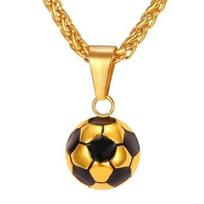 Sporto Prekė Futbolo Karoliai su Nerūdijančio Plieno Grandinėle Karoliai Futbolas Berniuko Dovana Karoliai Vyrams auksas