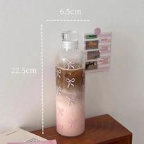 500 ml Kawaii su kaspinėliu plastikinė vandens butelis su laiko skale, skaidrus vandens puodelis, lauko sportui, mokyklai, geriamojo vandens butelis 6.5*22.5cm
