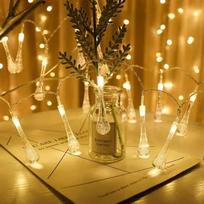 LED Vandens Lašeliai Girlianda Atspari Vandeniui Lauko Dekoracija Baterijomis Maitinama Girlianda Pasakų Šviestuvai Kalėdos Vestuvės Šventė Sodas 1.5m10 LED- Warm white