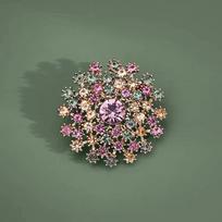Luxury Retro Colored Diamond Dandelion Brooch: Elegant Women's Coat Accessory Pin
