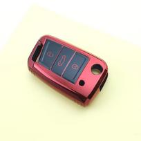 For Skoda Octavia TPU Car Key Case Cover Shell Keyless For VW Volkswagen Golf 7 MK7 Tiguan MK2 For SEAT Ateca Leon FR 2 Ibiza raudona