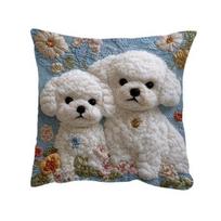 45x45CM Dekoratyvinis pagalvėlės užvalkalas Animacinis šuo katė Pagalvės užvalkalas Namų svetainė Miegamasis Sofa-lova Dekoratyvinis kvadratinis pagalvėlės užvalkalas 45x45cm mėlyna