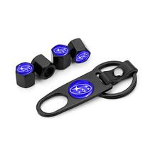 Automobilio emblema Raktų pakabukas su padangos vožtuvo dangteliu Automobilio aksesuarai Subaru Impreza Legacy WRX STI BRZ XV WRC Forester Crosstrek Outback 5pcs juoda