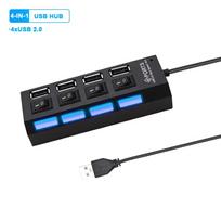 4-in-1 USB šakotuvas USB 2.0 skirstytuvas USB į USB 2.0 adapteris 480Mbps didelės spartos USB dokas su įjungimo/išjungimo jungikliu PC nešiojamam kompiuteriui