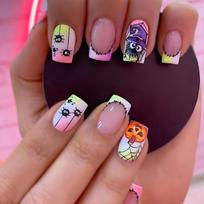 24Pcs Halloween Press on Nail,Square Fake Nail Acrylic Nail Spiders False Nail Stick on Nail Full Cover Fake Nail Gifts 1
