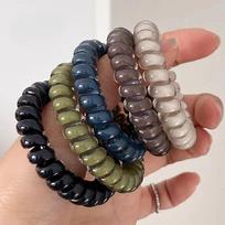 5PCS Striped Spiral Hair Ties Set | Telephone Coil Hair Tie | Elastic Hair Bands gray