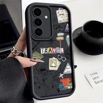 Kelioninės žemėlapio rašto dėklas, skirtas Samsung Galaxy A17 A56 A36 A26 A55 A16 A15 A14 A54 5G A17 A37 A57 S25 FE S25 Edge S24 S22 S23 S26 Ultra telefono dangtelis Samsung Galaxy S25 juoda