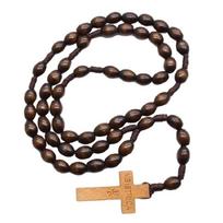 Natūralaus medžio rožančius su kryželiais tikintiesiems Unisex religinė dovana maldai Dovana su kryželiais meditacijoms 1 black