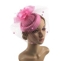 Feathers Mesh Top Hat Veil Feather Hair Accessory Leisure Net Yarns Hat  Summer žalia
