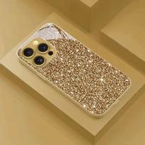 Blizgančių žvaigždžių rašto aukso metalo dažų stiklinis telefono dėklas, skirtas iPhone 17 16 15 14 13 12 11 Pro Max 15 Plus 17Air 16E dangtelis iPhone17