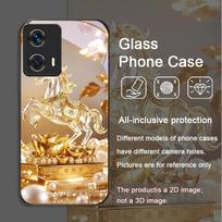 Prabangus krištolinis auksinio žirgo rašto grūdinto stiklo telefono dėklas, skirtas Motorola Moto G85 G84 G75 Edge 50 Fusion 40 Neo 30 Pro dangteliai Motorola Edge 20