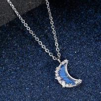 Simple Crystal Moon Pentagram Heart Pendant Necklace For Women Girls Temperament Elegant Fantasy Necklace Jewelry Gift A3