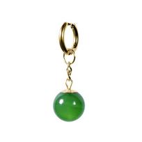 Anime Ball Dragon Stud Earrings Yellow Green Agate Inlay Round Pearls Goku Ear Clip Earrings for Anime Fan Men Women