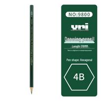 UNI Mitsubishi 9800 Sketching Pencil - Black Graphite, Hexagonal Design for Students and Artists H-10B