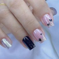 Press on Nail Short Square Fake Nail French Full Cover Acrylic False Nail Valentine Design Fake Nail for Women and Girls 1