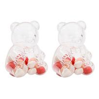 2 Pcs Cute Bear Shaped Candy Boxes Clear Fillable Treat Containers Reusable Holiday Candy Gift Box for Bridal Shower Wedding Christmas Party Favors 2pcs