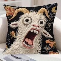 1 Funny Screaming Goat Pillowcase, 18x18 Inch Short Plush Pillowcase, Abstract Modern Animal Print With Zipper Closure įvairiaspalvis