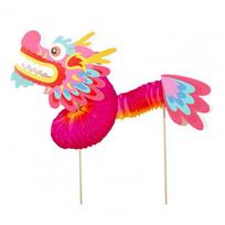 Zodiac Kids DIY Dragon Dance Toy Blessing Chinese Style Paper Dragon  Door ryškiai rožinė