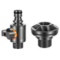 2pcs Rainwater Collection Connector Kit, PVC/IBC Water Barrel Adapter, Durable Water Tank Adapter with Valve,1/2 -DN15 External Thread Connector 2pcs