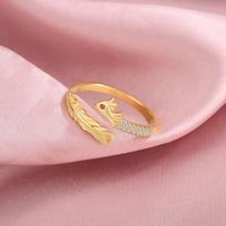 Charming Animal Zodiac Dragon And Phoenix Ring In Gold For Fashionable Couples Dot Diamond Ring