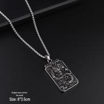 Retro Dragon Pendant Necklace with Titanium Steel Pixiu for Wealth Attraction