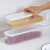 4-Pack Kitchen Long Rectangular Food Storage Containers, Plastic Reusable Refrigerator Organizer Boxes MIT 1PCS skaidri