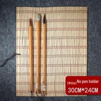 Portable Retro Chinese-Style Bamboo Brush Pen Case with Plush Lining - Traditional Painting Set for Students