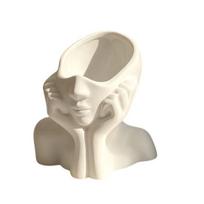 Pen Holder, Abstract Thinker Sculpture Desk Organizer, 3D Printed Holding Face Figurine Flower Vase for Makeup Brushes juoda