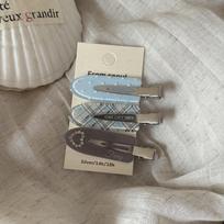 3Pcs Grid Patterned Heart-Shaped  Hair Clip With No Trace On The Side Women'S Bangs Duckbill Headwear Y2K Gift gray