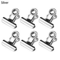 6PCS Metal Kitchen Supplies School Office Bag Clips Binder Clip Food Sealing File Clamps sidabras