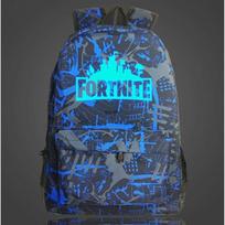 (Mėlyni grafičiai) Šviečiantis Fortnite kuprinė | Tamsiai šviečianti mokyklinė kuprinė paaugliui Black