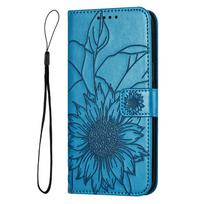Compatible with Google 8 Pro phone case, Google 7A Sunflower Embossed Card Holder Wallet Stand Protective Case 6A Google Pixel 8 Pro mėlyna