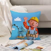 Funny Cartoon B-Bob The Builder Pillow Case Office Cushions Suitable For Sofa Car Bedroom Decorative Cushion Cover Peach skin 18*18(CM)-1Pcs