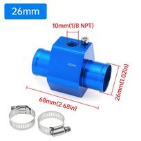 Naujas 2 viename skaitmeninis automobilio LCD ekranas Vandens temperatūros matuoklis + Volt su 10 mm vandens temperatūros jutikliu, skirtas automobiliui, sunkvežimiui 12V/24V 26mm blue adapter