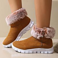 Fashion Fluffy Faux Fur Snow Boots for Women Winter Warm Thick Plush Cotton Padded Shoes Woman Comfort Slip On Flat Ankle Boots 36 ruda