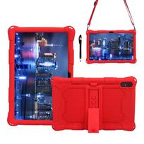Case For Samsung Galaxy Tab S5e 10.5 Tablet Stand Cover For S6Lite 10.4 A8 S8 A7 S7 Soft Silicon With Bracket And Shoulder Strap S7 11inch T870 T875 raudona
