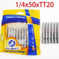FLIGHT Torx Plum Blossom Screwdriver Bit Set: S1/4*50*T5-T30 T20H with Hole*75