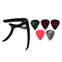 1 gitaros gaubtas ir 5 gitarų kirtikliai akustinės elektrinės gitaros priedams juoda