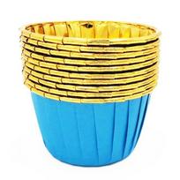 50 vnt Cupcake popierinis puodelis Aliejui atsparus keksiukų įklotas kepimo puodelio padėklas Vestuvių vakarėlio kasetės Auksinis keksų puodelis 50pcs