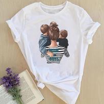 Moteriški drabužiai Akvarelė Love Mom Mama Trend Mother 90s Miela vasaros moteriška T viršūnėlė Laisvalaikio trumpomis rankovėmis moteriški madingi grafiniai marškinėliai S