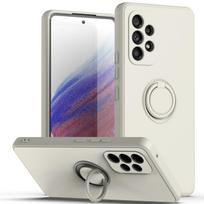 Prabangus magnetinis silikoninis dėklas, skirtas Samsung Galaxy S23 S21 S22 Ultra Plus FE A14 A34 A54 A52 A32 A53 A13 4G 5G minkštas viso nugaros dangtelio žiedo laikiklio stovas for Samsung A14 5G balta