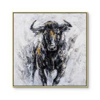 Abstract Bull Bull Fight Aliejinė tapyba Spausdintos drobės Plakatai ir spaudiniai Galvijų sienų meno paveikslai, skirti gyvenamojo kambario biuro dekoravimui 21cm×30cm NoFrame gray