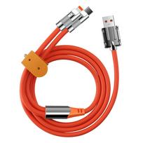 Cinko lydinio 2 viename 120 W USB greito įkrovimo laidas, skirtas Samsung Xiaomi įkrovimo kabeliui C tipo USB 8 kontaktų įkrovimo laidas, skirtas iPhone 1.2m oranžinė