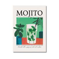 Animacinių filmų sultys Mojito Caipirinha Bramble plakatas ir spausdintas „Aperol“ gėrimų drobės tapybos klubo baro restoranas 21cm×30cm NoFrame