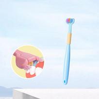 Kūdikių burnos sveikatos priežiūra vaikams 360° švarių dantų šepetėlis iš trijų pusių Candy Color Minkštas dantų šepetėlis Vaikų dantų priežiūra 3-12Y dangaus mėlyna spalva