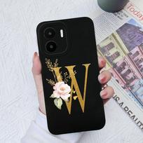 Skirta Xiaomi Redmi A1+ A2+ Plus 10C 12C 11A 9A 8A Pro dėklo galinis dangtelis Matinis smūgiams atsparus minkštas silikoninis kvadratinis Telefono krepšiai Gėlių raidės, skirtos Redmi buferiui Redmi 9 Power