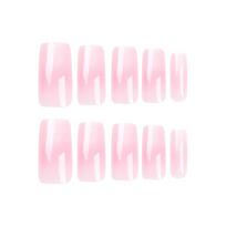 24 vnt. Pink White Ombre netikrų nagų ilgio kvadratinis presas ant nagų nagų dailinimui
