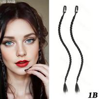 MISSQUEEN sintetinės kasytės priekinės šoninės kirpčiukai prailginami ilgi tiesūs pinti kuodukai priauginami plaukų segtukai Moteriški Cosplay drabužiai 45cm